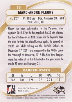 2011-12 In The Game Between The Pipes #75 Marc-Andre Fleury Back