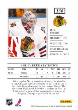 2011-12 Panini Elite #136 Ray Emery Back