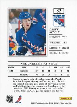 2011-12 Panini Elite #62 Derek Stepan Back