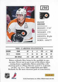 2011-12 Panini Elite #190 Daniel Briere Back