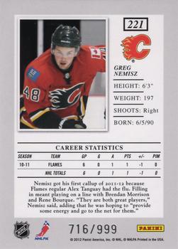 2011-12 Panini Elite #221 Greg Nemisz Back