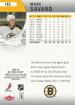 2007-08 Ultra #183 Marc Savard Back