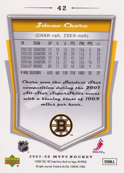 2007-08 Upper Deck MVP #42 Zdeno Chara Back