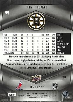 2011-12 SPx #95 Tim Thomas Back