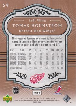 2007-08 Upper Deck Artifacts #54 Tomas Holmstrom Back