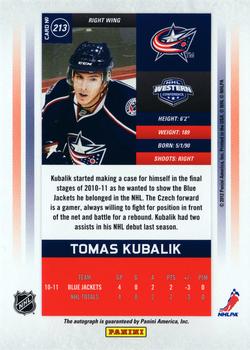 2011-12 Panini Contenders #213 Tomas Kubalik Back