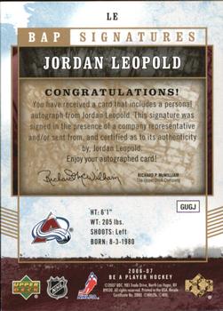 2006-07 Be A Player - BAP Signatures #LE Jordan Leopold Back