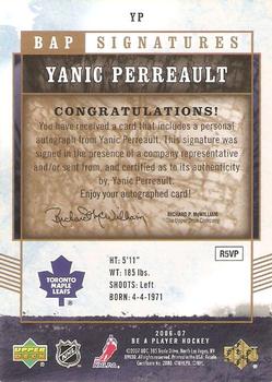 2006-07 Be A Player - BAP Signatures #YP Yanic Perreault Back
