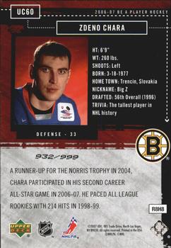 2006-07 Be A Player - Up Close and Personal #UC60 Zdeno Chara Back