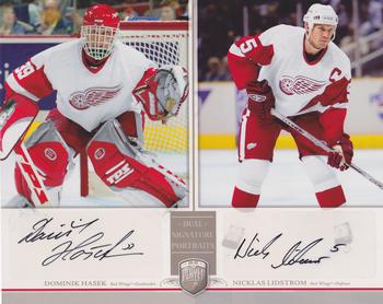 2006-07 Be A Player Portraits - Dual Signature Portraits #DS-HL Dominik Hasek / Nicklas Lidstrom Front