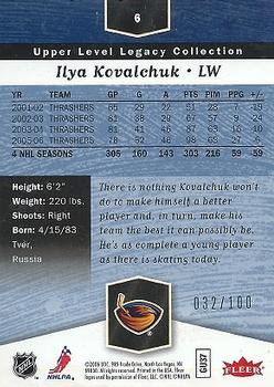 2006-07 Flair Showcase - Legacy Collection #6 Ilya Kovalchuk Back