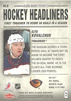 2006-07 Fleer - Hockey Headliners #HL8 Ilya Kovalchuk Back