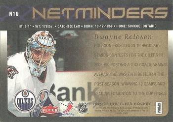 2006-07 Fleer - Netminders #N10 Dwayne Roloson Back