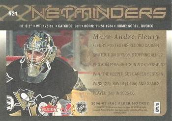 2006-07 Fleer - Netminders #N21 Marc-Andre Fleury Back
