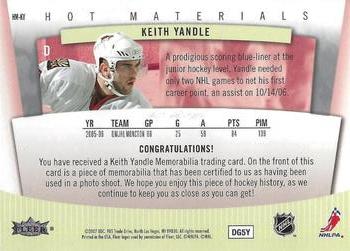2006-07 Fleer Hot Prospects - Hot Materials #HM-KY Keith Yandle Back