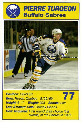 1988-89 Blue Shield Buffalo Sabres #27 Pierre Turgeon Front