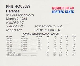 1988-89 Wonder Bread/Hostess Buffalo Sabres #NNO Phil Housley Back