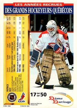 1993-94 Score Durivage #17 Patrick Roy Back