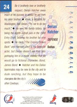 1994 Upper Deck NHLPA/Be A Player #24 Derian Hatcher Back