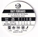 1994-95 POG Canada Games NHL #154 Ray Ferraro Back