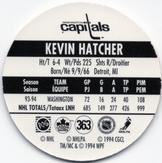 1994-95 POG Canada Games NHL #363 Kevin Hatcher Back