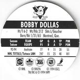 1994-95 POG Canada Games NHL #366 Bobby Dollas Back