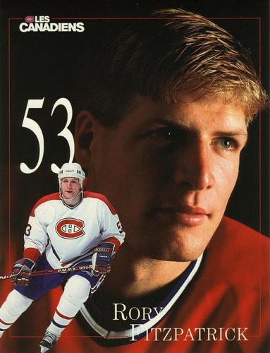 1996-97 Montreal Canadiens Line-Up Sheets #NNO Rory Fitzpatrick Front