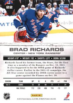 2011-12 Panini Titanium #22 Brad Richards Back