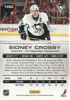 2011-12 Panini Titanium #100 Sidney Crosby Back