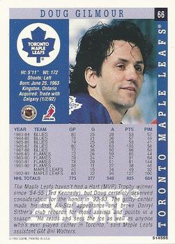 1994 Kenner/Score Starting Lineup Cards #514595 Doug Gilmour Back
