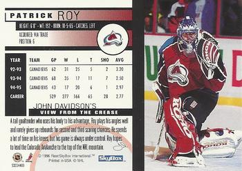1996 Kenner/SkyBox Impact Starting Lineup Cards #53334400 Patrick Roy Back