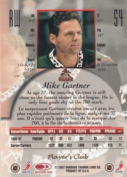 1997-98 Donruss Canadian Ice - Provincial Series Player's Club #54 Mike Gartner Back