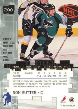 1999-00 Be a Player Millennium Signature Series - All-Star Fantasy Gold #208 Ron Sutter Back