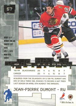 1999-00 Be a Player Millennium Signature Series - Chicago Sun-Times Gold #57 Jean-Pierre Dumont Back