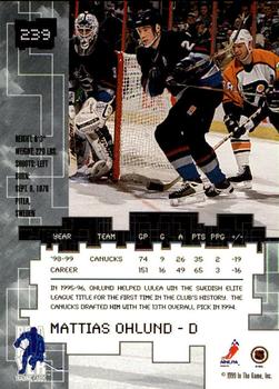 1999-00 Be a Player Millennium Signature Series - Chicago Sun-Times Sapphire #239 Mattias Ohlund Back