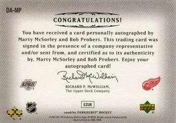 2006-07 Parkhurst - Dual Signatures #DA-MP Bob Probert / Marty McSorley Back