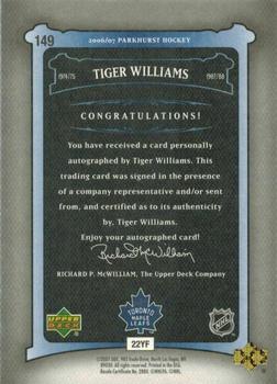 2006-07 Parkhurst - Autographs #149 Tiger Williams Back
