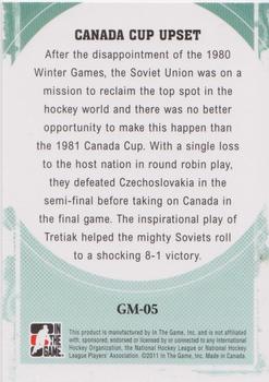 2011-12 In The Game Canada vs. The World - Great Moments #GM-05 Vladislav Tretiak Back