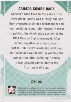 2011-12 In The Game Canada vs. The World - Great Moments #GM-06 Larry Robinson Back