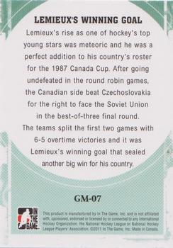 2011-12 In The Game Canada vs. The World - Great Moments #GM-07 Mario Lemieux Back