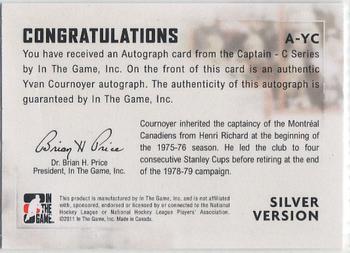 2011-12 In The Game Captain-C - Autographs Silver #A-YC Yvan Cournoyer Back