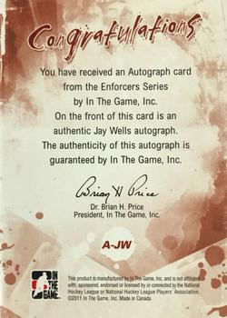 2011-12 In The Game Enforcers - Autographs #A-JW Jay Wells Back