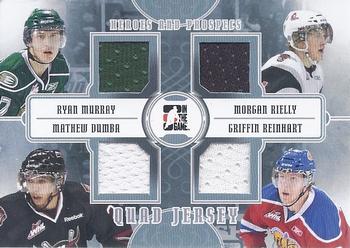 2011-12 In The Game Heroes and Prospects - Quad Jerseys Silver #QJ-07 Ryan Murray / Morgan Rielly / Mathew Dumba / Griffin Reinhart Front