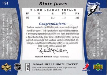 2006-07 Upper Deck Sweet Shot - Sweet Beginnings Jersey Autographs #154 Blair Jones Back