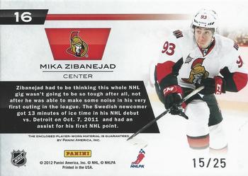 2011-12 Panini Elite - New Breed Materials Patches #16 Mika Zibanejad Back