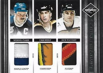 2011-12 Panini Limited - Trios Materials Patches #18 Wendel Clark / Cam Neely / Rick Tocchet Front