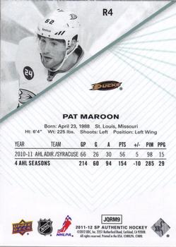 2011-12 SP Authentic - Rookie Extended #R4 Patrick Maroon Back