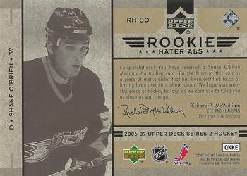 2006-07 Upper Deck - Rookie Materials #RM-SO Shane O'Brien Back