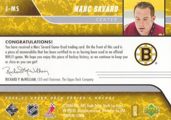 2006-07 Upper Deck - Game Jerseys #J-MS Marc Savard Back