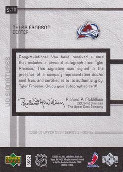 2006-07 Upper Deck - Signatures #S-TA Tyler Arnason Back